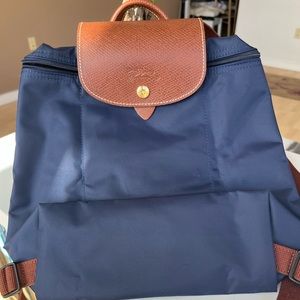 Brand new Longchamp blue le pliage nylon backpack